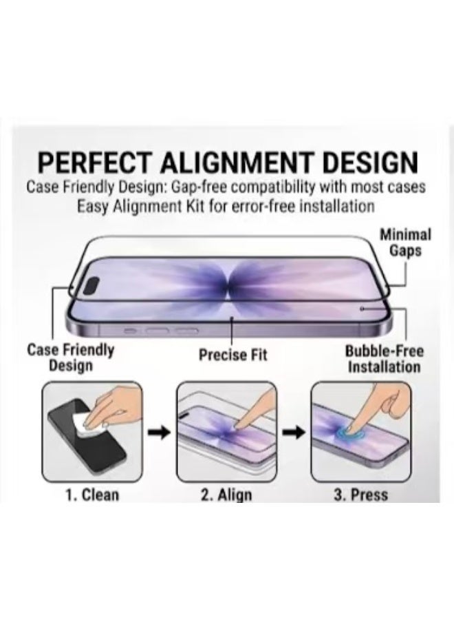 Captaintech Suitable for iPhone 17 screen protector, high-quality 9H tempered glass, shatterproof and scratch resistant, high-definition transparent - Image 2