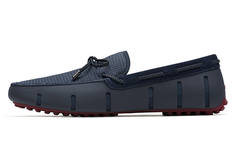 SWIMS Mens Deluxe Loafers, Braided Lace Shoes for Men, Casual Beach Loafer, Comfortable Summer Shoe, Stylish Lightweight Walking Footwear(Navy/Red,7) - Image 1