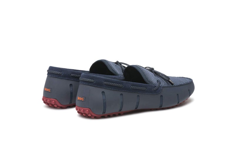 SWIMS Mens Deluxe Loafers, Braided Lace Shoes for Men, Casual Beach Loafer, Comfortable Summer Shoe, Stylish Lightweight Walking Footwear(Navy/Red,7) - Image 3