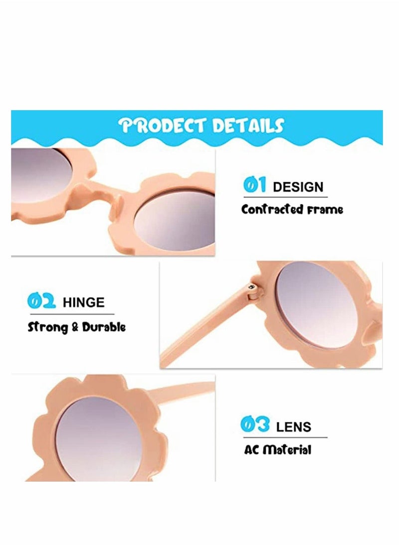 Girls' Sunglasses, Round Flower Sunglasses Girls Flower Glasses Cute Outdoor Summer Beach Eyewear Pool Party Toys for Toddler Kids Boys Birthday Graduation Party Supplies 3 Pcs - Image 3