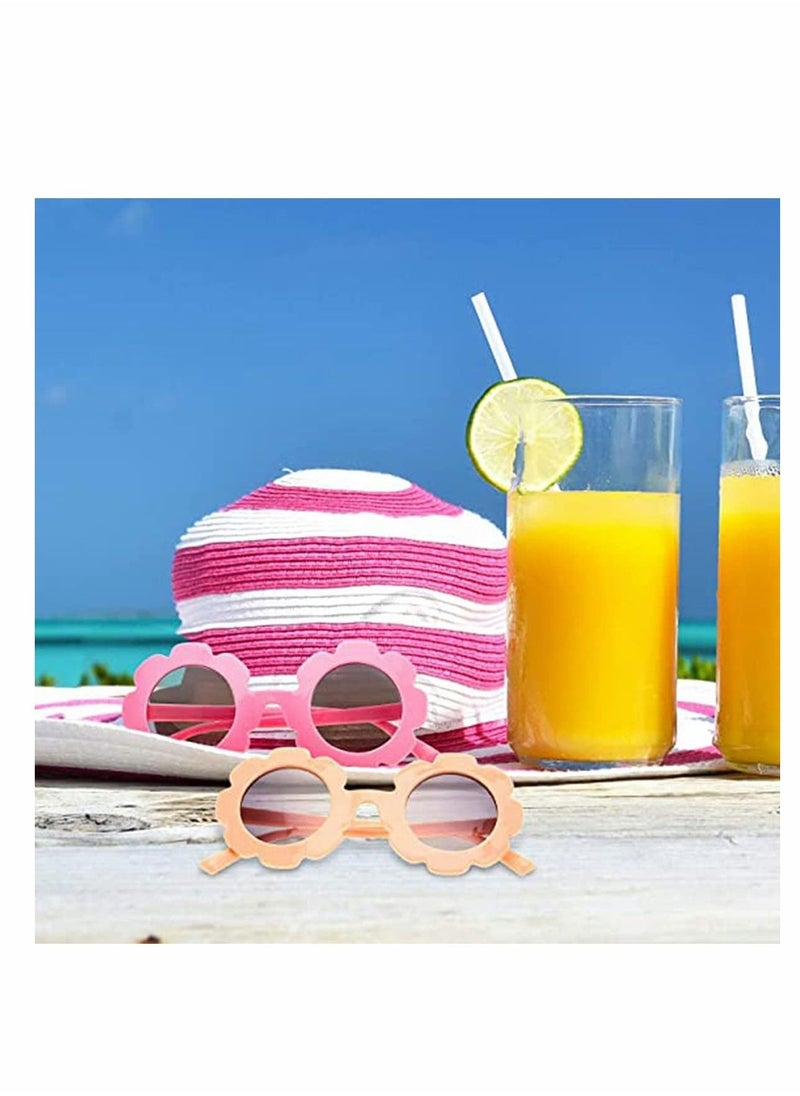 Girls' Sunglasses, Round Flower Sunglasses Girls Flower Glasses Cute Outdoor Summer Beach Eyewear Pool Party Toys for Toddler Kids Boys Birthday Graduation Party Supplies 3 Pcs - Image 5