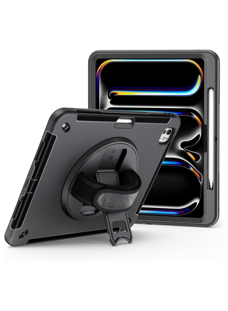 General Tablet Case Compatible with IPad Pro 13 Inch 2024 (M4, 7th Gen),Military Grade Heavy Duty Shockproof Cover with Pen Slot/Shoulder Strap,Multi-view Bracket  - Image 1