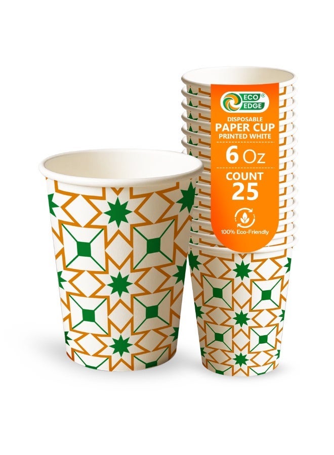 EcoEdge 6 Oz Disposable Heavy-Duty Party Paper Cups (Pack of 25) | For Expresso Americano, Cappuccino | Sustainable, Grease resistant, BPA and Plastic Free | For All Occasions | 100% Compostable - Image 1