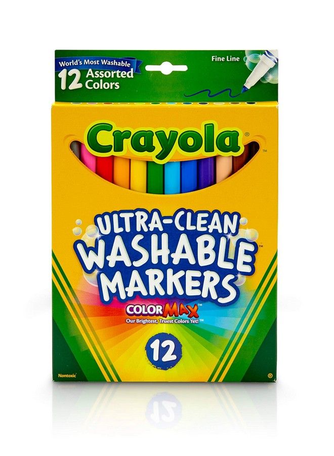 Crayola Ultra Clean Washable Markers Fine Line Marker Set Gift For Kids 12 Count - Image 1