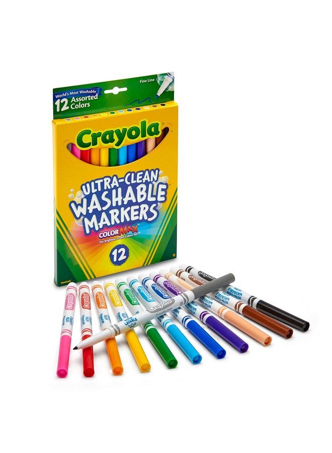 Crayola Ultra Clean Washable Markers Fine Line Marker Set Gift For Kids 12 Count - Image 3