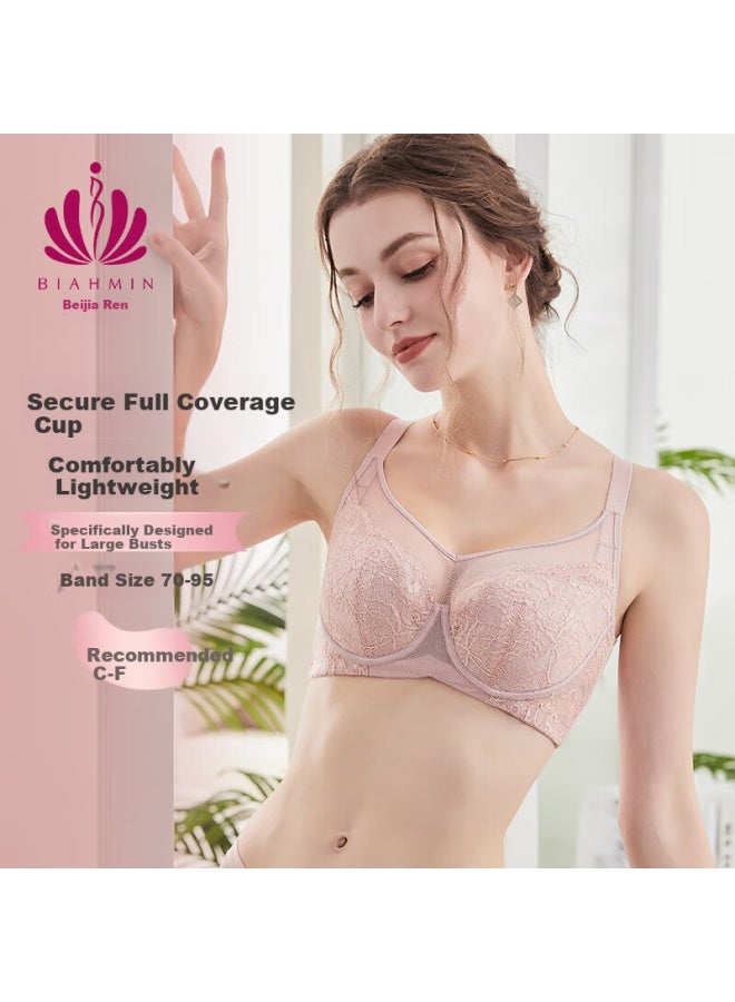 Biahmin Full Coverage Adjustable Large Bust Minimizing Lightweight Breathable Bra Bw922311 China Red 90c - Image 1