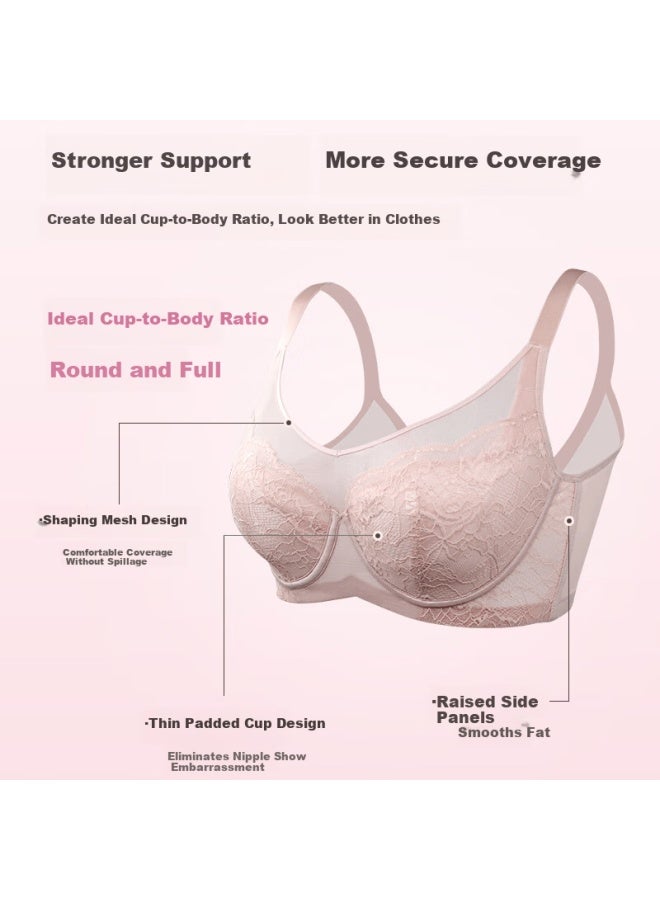 Biahmin Full Coverage Adjustable Large Bust Minimizing Lightweight Breathable Bra Bw922311 China Red 90c - Image 3