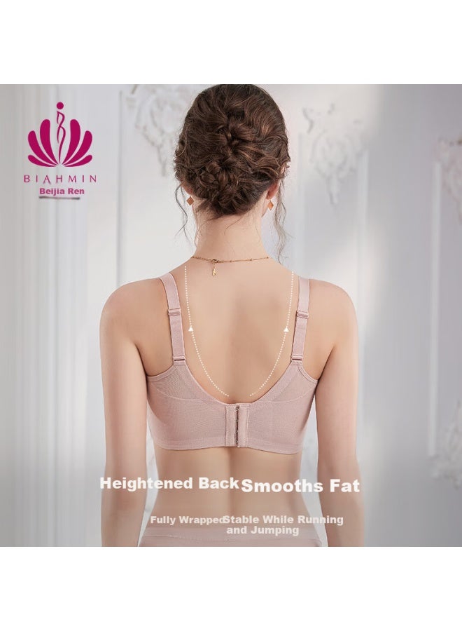 Biahmin Full Coverage Adjustable Large Bust Minimizing Lightweight Breathable Bra Bw922311 China Red 90c - Image 2