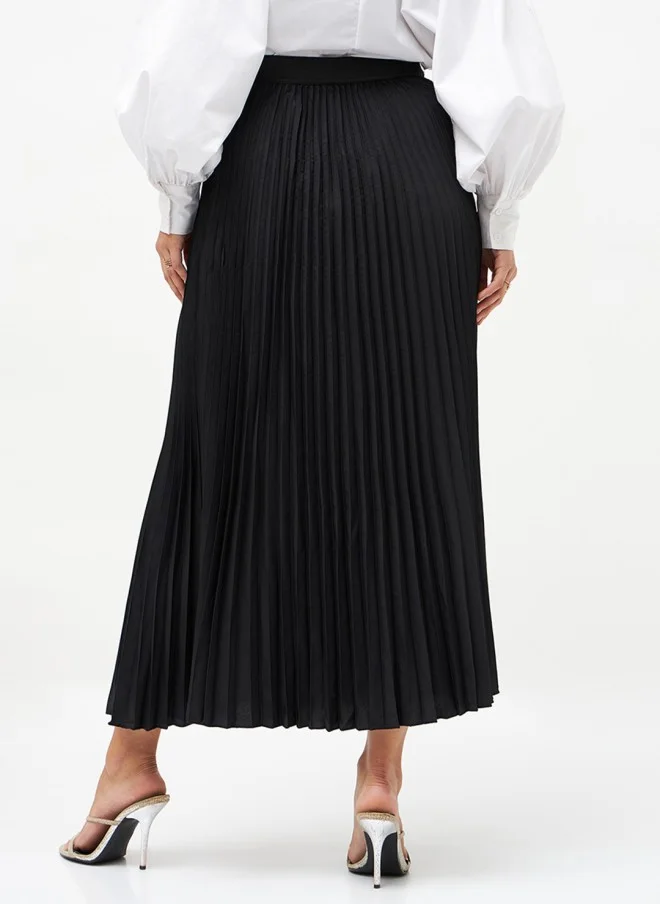 ساسافراس Black Accordion Pleated Maxi Flared Skirt for Women