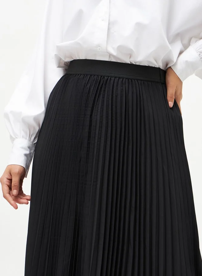 ساسافراس Black Accordion Pleated Maxi Flared Skirt for Women