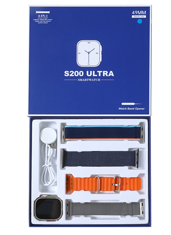 S200 Bluetooth Full Touch Call multifunction Smartwatch With Replaceable Strap Blue