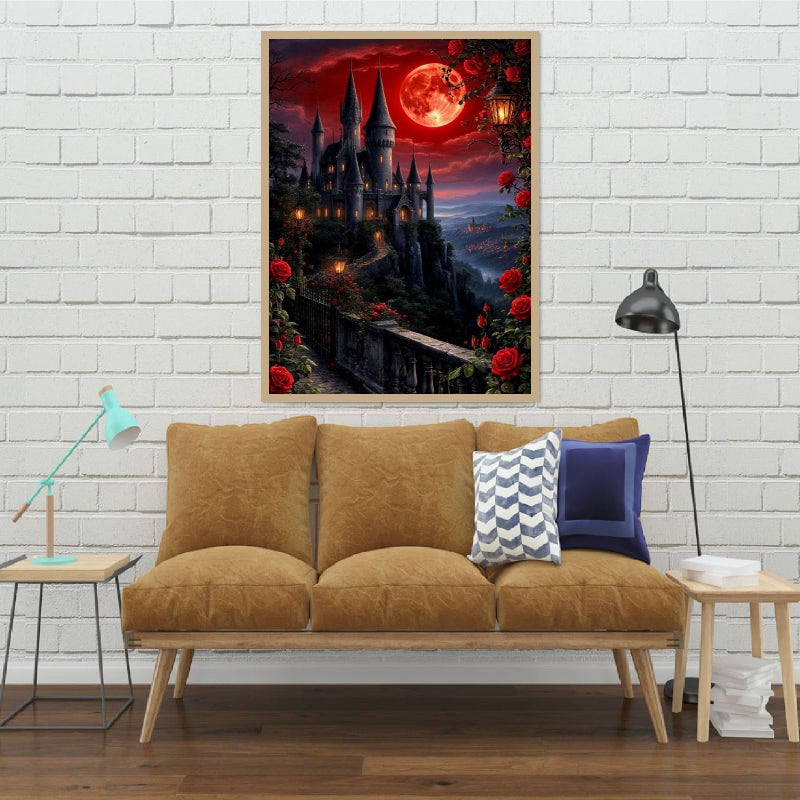 NEGEKFKX Rose Castle Diamond Art Kits for Adults Beginners,Diamond Painting Kits for Adults,5D Full Drill DIY Diamond Dot Gem Art Kit Wall Home Decor Arts Craft 16x12 inch - Image 3
