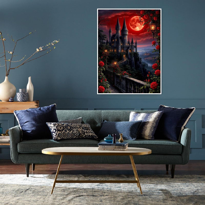 NEGEKFKX Rose Castle Diamond Art Kits for Adults Beginners,Diamond Painting Kits for Adults,5D Full Drill DIY Diamond Dot Gem Art Kit Wall Home Decor Arts Craft 16x12 inch - Image 2