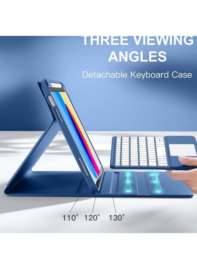 For IPad11 Flat Leather Case Keyboard Separation Protective Case 10.9 10.2 Bluetooth Touch Keyboard Shell Mouse-Color:White Ice Blue-Applicable Models:ipad Pro13 2024 - Image 4