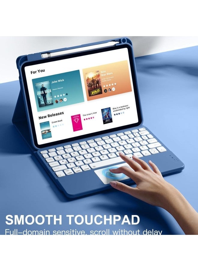 For IPad11 Flat Leather Case Keyboard Separation Protective Case 10.9 10.2 Bluetooth Touch Keyboard Shell Mouse-Color:White Ice Blue-Applicable Models:ipad Pro13 2024 - Image 3