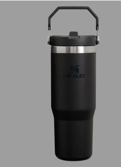 IceFlow Stainless Steel Tumbler 30oz - Leak-Resistant, Vacuum Insulated Water Bottle with Straw - Keeps Drinks Cold for 12 Hours or Iced for 2 Days - Ideal for Home, Office, or Travel - Black