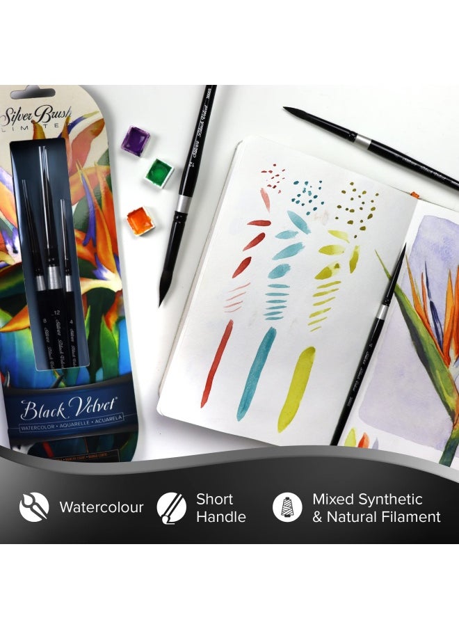 Silver Brush Limited Silver Brush Black Velvet Watercolour Brush Set Multi-Colour 27.94 X 6.98 X 1.65 Cm  - Image 3