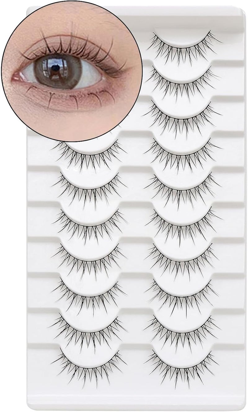 Manga Lashes Natural Look Japanese Anime Lashes Korean Asian Wispy Spiky Lashes Short False Eye Lashes 10 Pairs PackDAsian Style 1012MM
