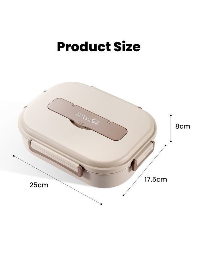 HI-FINE Lunch Box,1200ml Stainless Steel Bento Box,Versatile 3-Compartment Portable Lunch Box Container-Salad Lunch Containers for Adults/Kids with Chopsticks Spoon Thermos Bag Accessories (Beige)  - Image 5