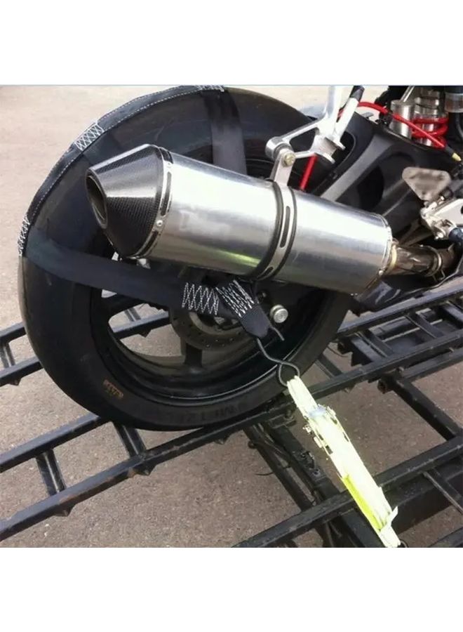 حزام إطار الدراجة النارية قابل للطي سهل التخزين متين من البوليستر تأمين عجلة خلفية مشبك أسود أحمر أداة تركيب حافة الإطار 1 قطعة - Image 4