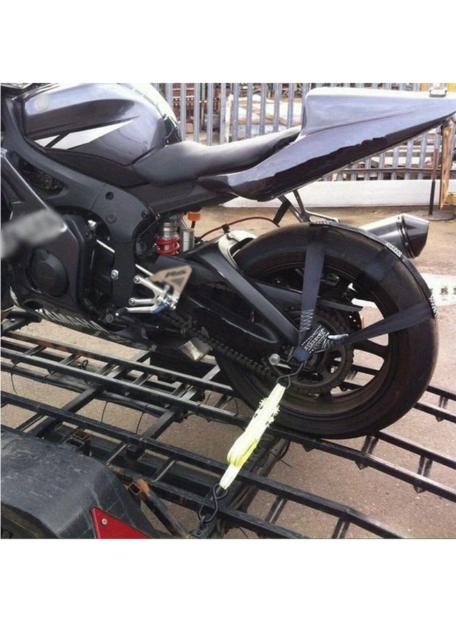 حزام إطار الدراجة النارية قابل للطي سهل التخزين متين من البوليستر تأمين عجلة خلفية مشبك أسود أحمر أداة تركيب حافة الإطار 1 قطعة - Image 2