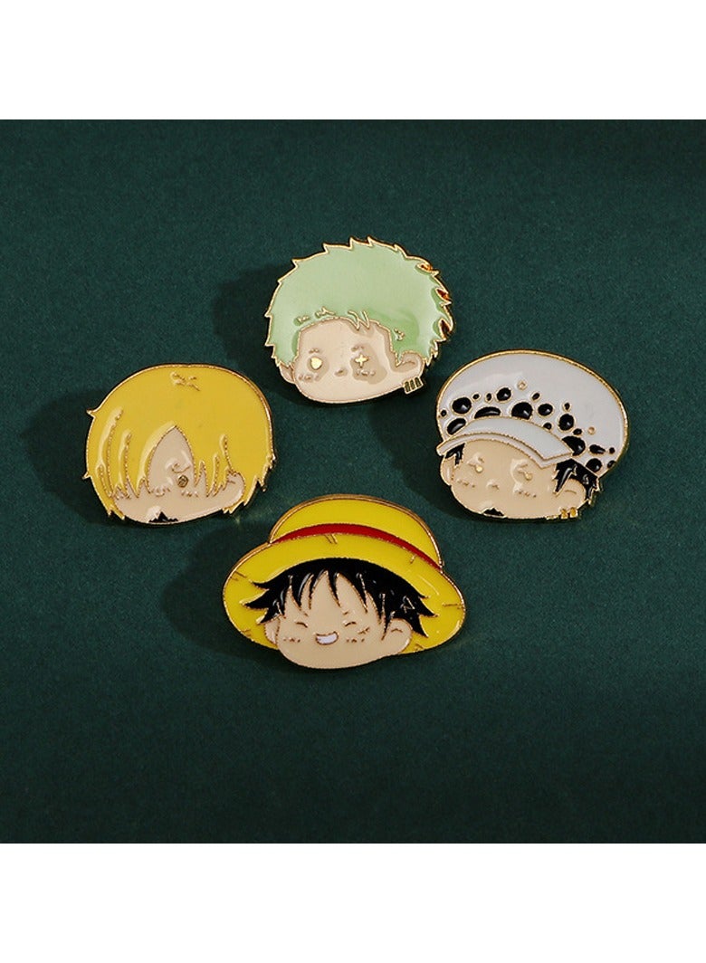 4-Piece/Set Cartoon Badges Brooches Pins Anime Cartoon Luffy Figure Enamel Pin - Image 1