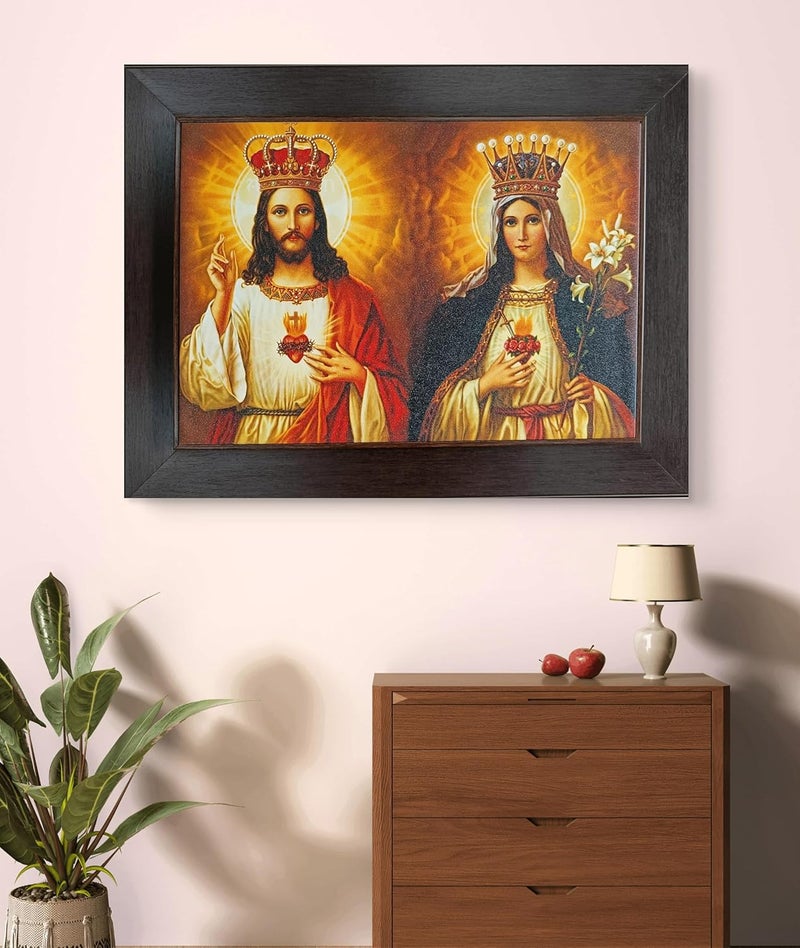 Elegance Jesus Christ and Mother Mary painting picture photo poster frame christian art for home decor living room bedroom office christmas gifts Painting Size- 20 length x 15 height inch - Image 1