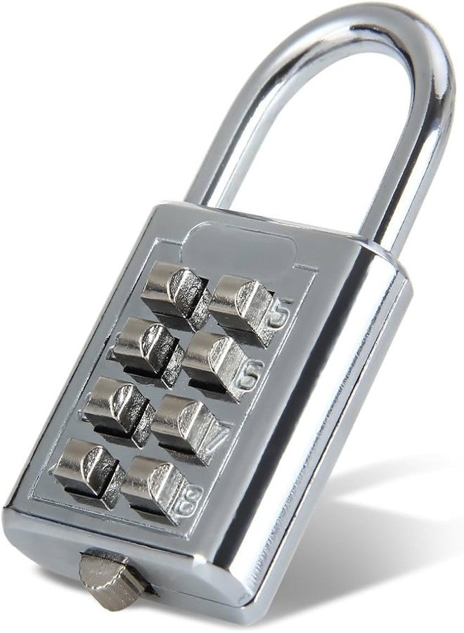 Eis Combination Lock 10 Digit Push-Button Combination Number Code Luggage Lock Padlock Door/Bag/Luggage/Gym Locker/Motorcycle Trunk/Helmet Silver | Padlock Lock for Home/Shop/Office/Store/Farmhouse - Image 1