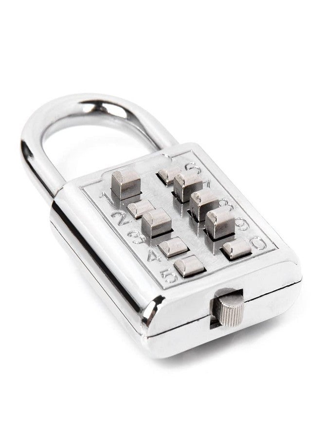 Eis Combination Lock 10 Digit Push-Button Combination Number Code Luggage Lock Padlock Door/Bag/Luggage/Gym Locker/Motorcycle Trunk/Helmet Silver | Padlock Lock for Home/Shop/Office/Store/Farmhouse - Image 3