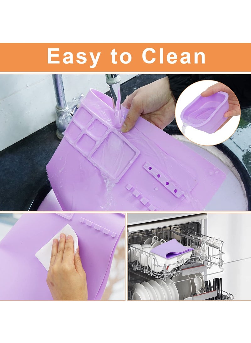 Silicone Craft Mat, Nonslip Silicon Mat for Painting 20x16 Inches Silicon Mat with Magnetic Detachable Cleaning Cup for Painting Clay DIY Resin Play Doh (Purple) - Image 4