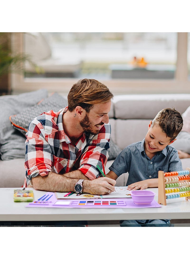Silicone Craft Mat, Nonslip Silicon Mat for Painting 20x16 Inches Silicon Mat with Magnetic Detachable Cleaning Cup for Painting Clay DIY Resin Play Doh (Purple) - Image 5