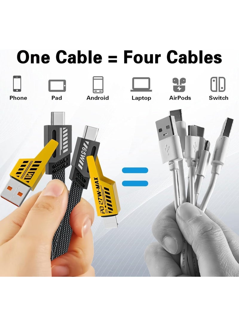 محول طاقة بتقنية الشحن السريع 120 وات، كابل نوع سي بطول 2 م، شحن تيربو 4 في 1، لون أصفر - Image 2