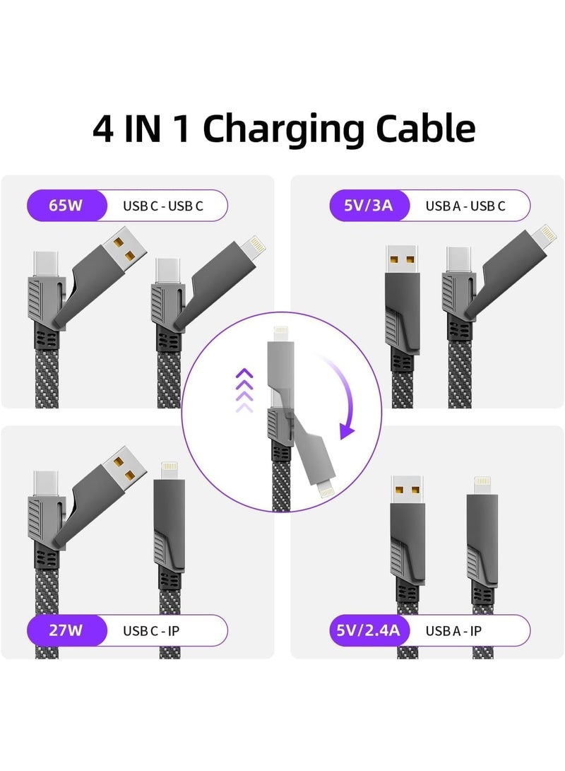 محول طاقة بتقنية الشحن السريع 120 وات، كابل نوع سي بطول 2 م، شحن تيربو 4 في 1، لون أصفر - Image 3