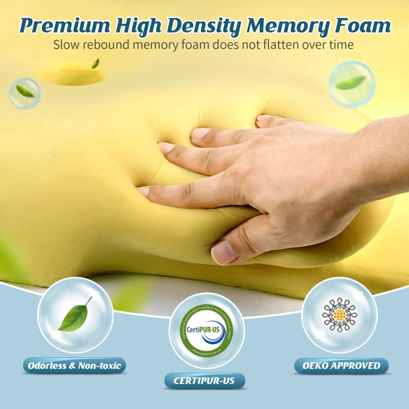 HAMYODO Cervical Neck Pillow for Pain Relief, Bed Pillows for Sleeping, Ergonomic Cooling Pillow, Orthopedic Contour Pillow for Side Back Stomach Sleepers,Neck Support Memory Foam Pillows with Pillow Covers - Image 5