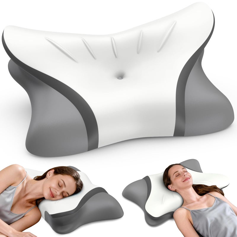 HAMYODO Cervical Neck Pillow for Pain Relief, Bed Pillows for Sleeping, Ergonomic Cooling Pillow, Orthopedic Contour Pillow for Side Back Stomach Sleepers,Neck Support Memory Foam Pillows with Pillow Covers - Image 1