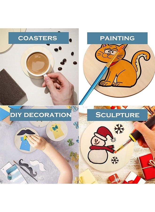 جي أس مقطعات أقراص مستديرة غير منتهية ببوصة، دوائر خشبية مستديرة فارغة للأعمال اليدوية اليدوية، الطلاء، التلوين، صناعة الواقيات، الزينة المنزلية (20 قطعة) - Image 5