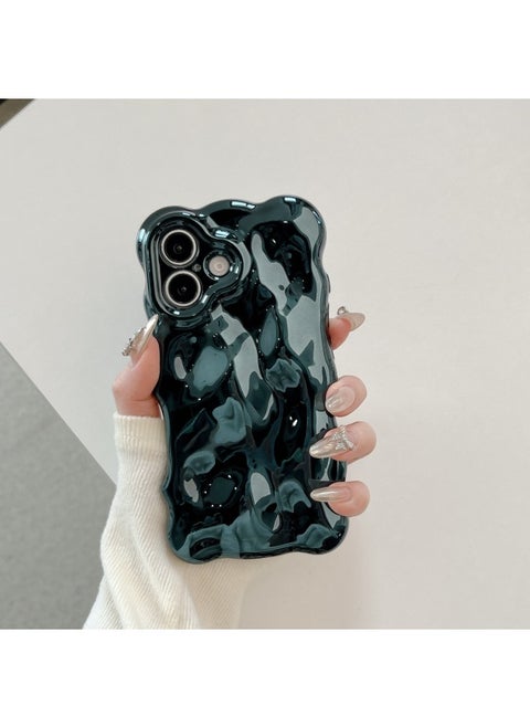 Niche High-grade Electroplated Shell For IPhone16pro Max Mobile Phone Shell Apple 15 14/13 Creative-Color:Qf Wave Bubble Electroplated Green-Applicable Models:12pro Max (without Packaging)