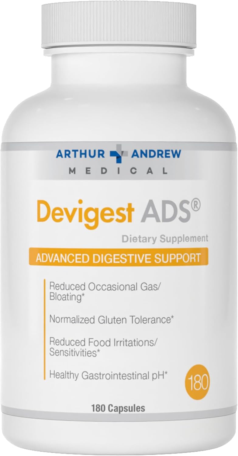 Arthur Andrew Medical  Devigest ADS Advanced Digestive Support Relief for Lactose Intolerance and Casein Sensitivities Vegan NonGMO 180 Capsules - Image 1