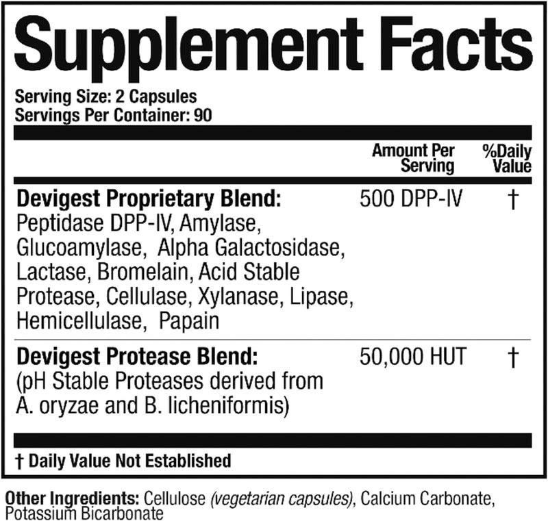 Arthur Andrew Medical  Devigest ADS Advanced Digestive Support Relief for Lactose Intolerance and Casein Sensitivities Vegan NonGMO 180 Capsules - Image 2