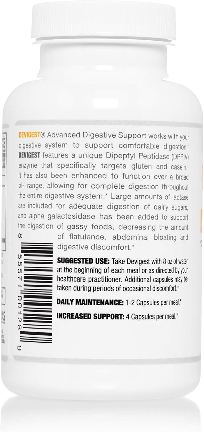Arthur Andrew Medical  Devigest ADS Advanced Digestive Support Relief for Lactose Intolerance and Casein Sensitivities Vegan NonGMO 180 Capsules - Image 4