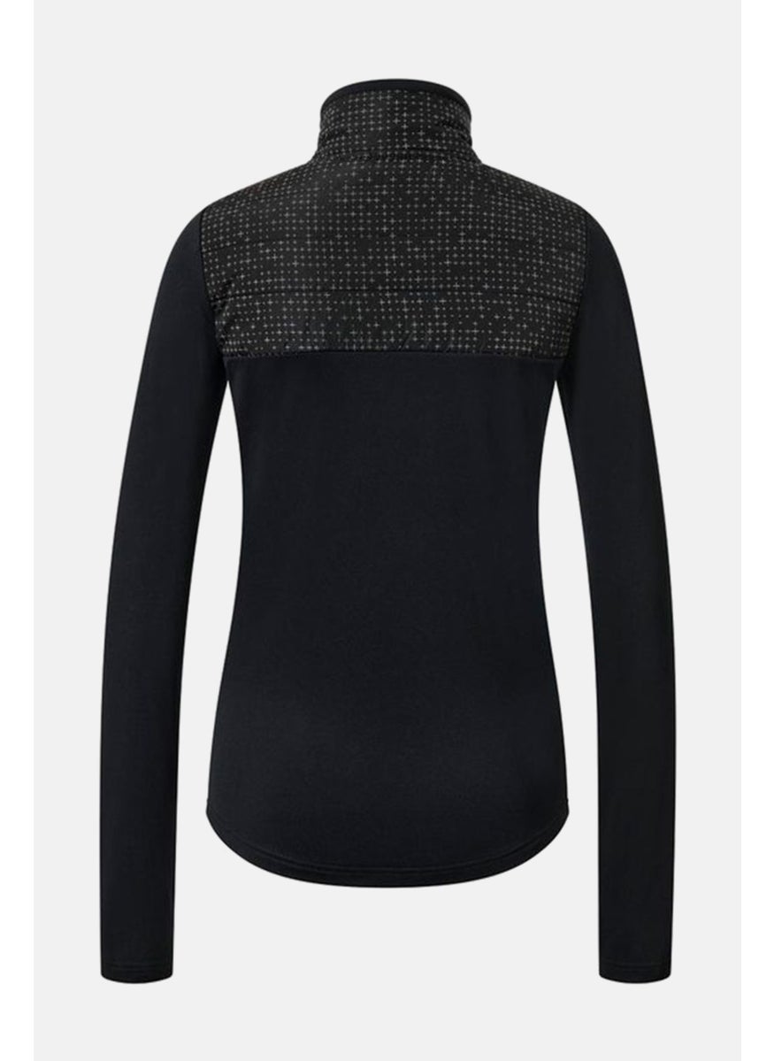 Tchibo Women Mock Neck Half Zipper Textured Sweatshirt, Black  - Image 3