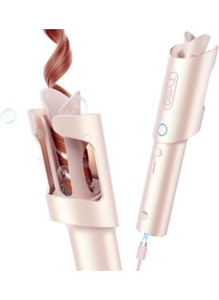 TYMO TYMO CURLGO Cordless Automatic Curling Iron  1 Inch Portable Rotating Beach Waves Curling Wand Dual Voltage  Rechargeable Travel Hair Curler for 1422 Hair Safe  TangleFree Gold Blush 