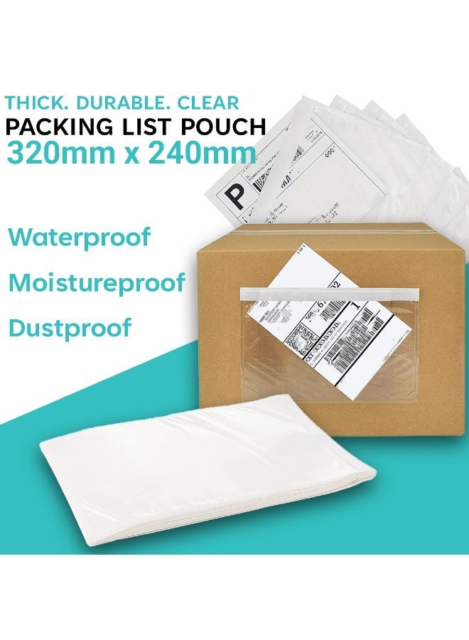 Ethic Solutions 1000 Pack of 320mm x 240mm Self Adhesive Document Pouch Clear Recycled AWB Bag for Shipping Air Way Bill Packing Slip Pouch Shipping Envelope Label Sticker - Image 2