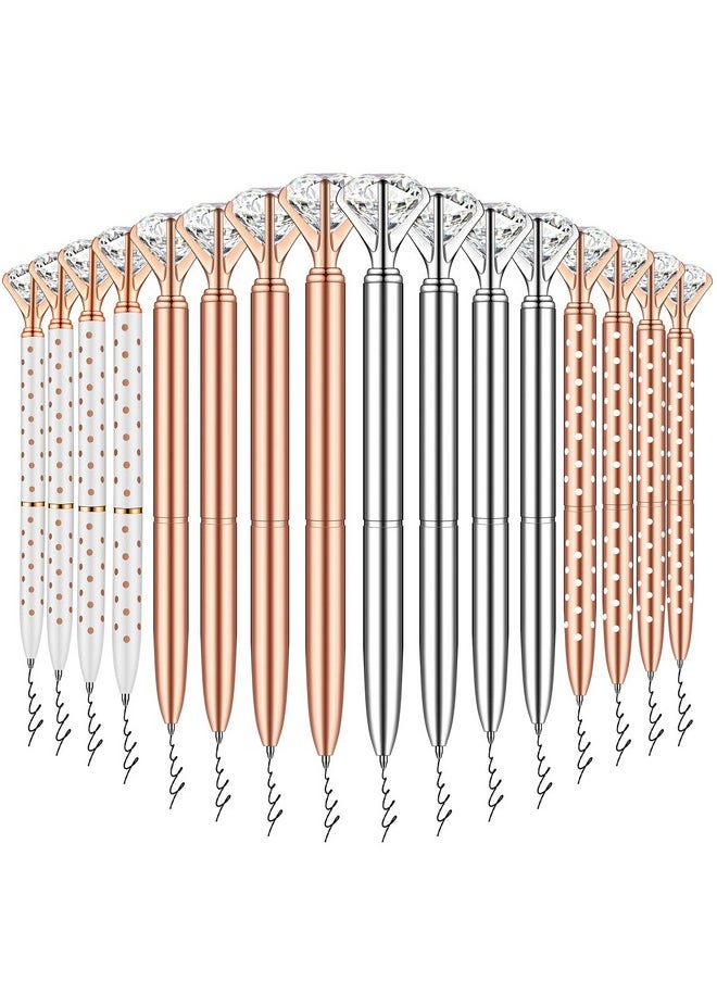 PASISIBICK - 16 Pcs Big Diamond Pens-Bling Wedding Crystal Metal Ballpoint Pens With Black Ink (4 Mixed Colors) - Image 1