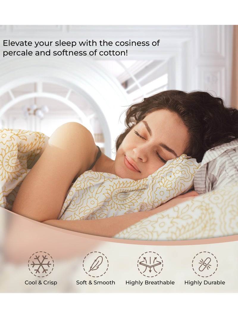 Color Sense Print 1 Fitted Sheet + 2 Pillow Cases Queen Cotton Blue 200x160cm  - Image 5