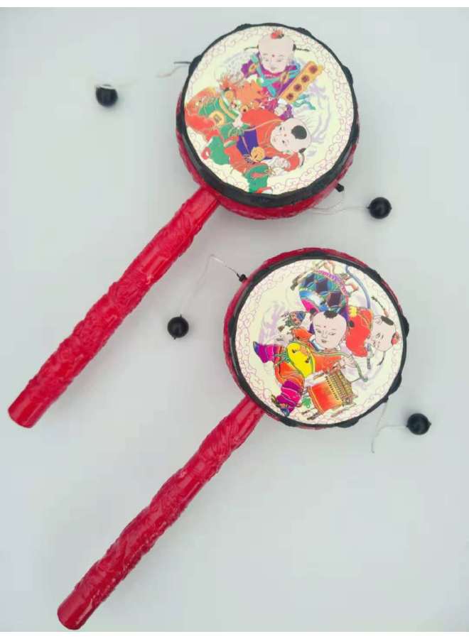 Auspicious Rattle Children's Musical Instrument Tambourine Baby Rattle Traditional Toy Educational Toy - Image 1