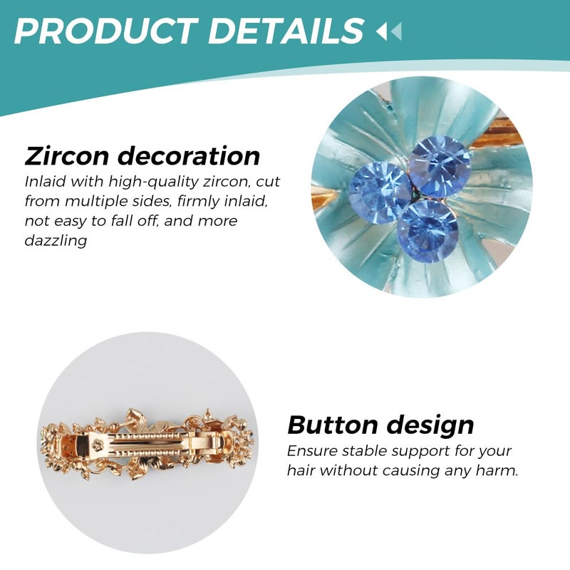 M'AYCREATE MAYCREATE Barrette Hair Clips For Women Stylish Latest Flower Spring Hair Clip Luxurious Metal Crystal Hair Barrettes Accessories Ponytail Holder For Daily Party Mothers Day Gift, Blue - Image 3