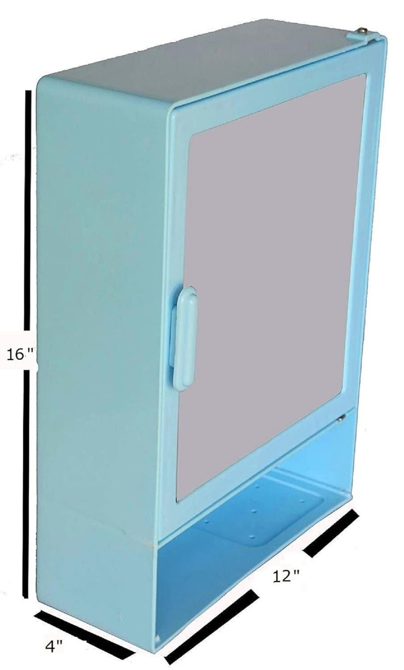 Maskey Size 16 x 12 x 4 Inches Medium Designer Multiuse Virgin Plastic StorageMedicineBathroom Mirror Cabinet with Shelf for Home and Corporate Use Bluey - Image 2