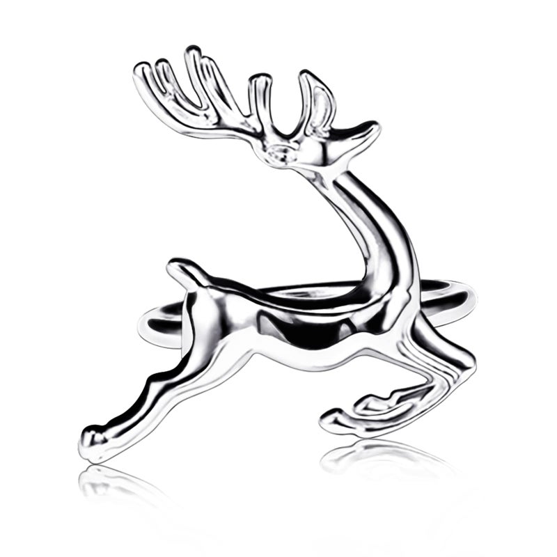 Legigo Set of 8 Christmas Deer Napkin Rings Set- Sliver Deer Xmas Napkin Ring Holders for Cloth Napkins, Christmas Holiday Party Dinner Table Decoration - Image 1