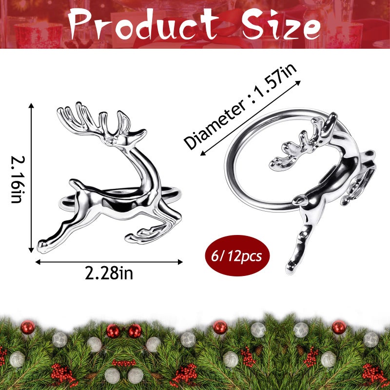 Legigo Set of 8 Christmas Deer Napkin Rings Set- Sliver Deer Xmas Napkin Ring Holders for Cloth Napkins, Christmas Holiday Party Dinner Table Decoration - Image 2
